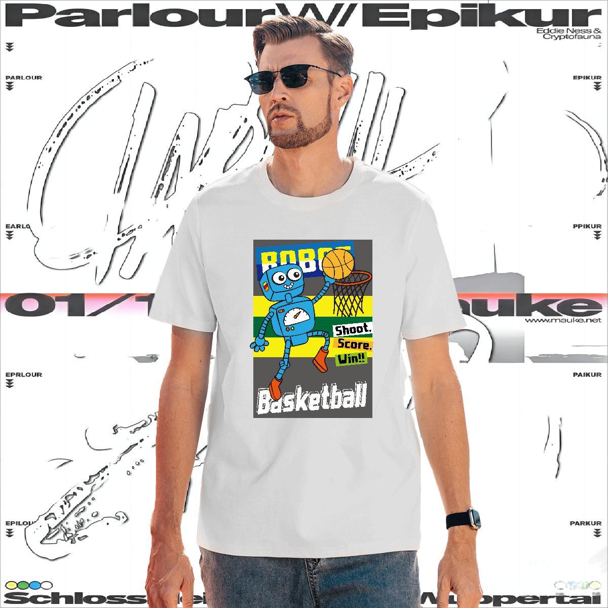 2024 100% Cotton 230g Mens T Shirts robot Spring Summer Men Tops Tees Polos Short Sleeve O-Neck Classic DIY
