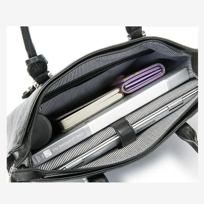 Leather briefcase for womens business laptop shoulder bag suitable 13 inch Hp Acer Dell Fashion Top Handbag women 240810