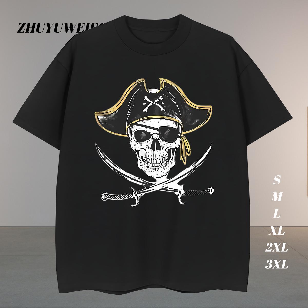 DIY T-Shirts skull Clothes 100% Cotton 230g Street wear Hip Hop Comfortable White Plus Size Short Sleeve Soft Mens Tshirts