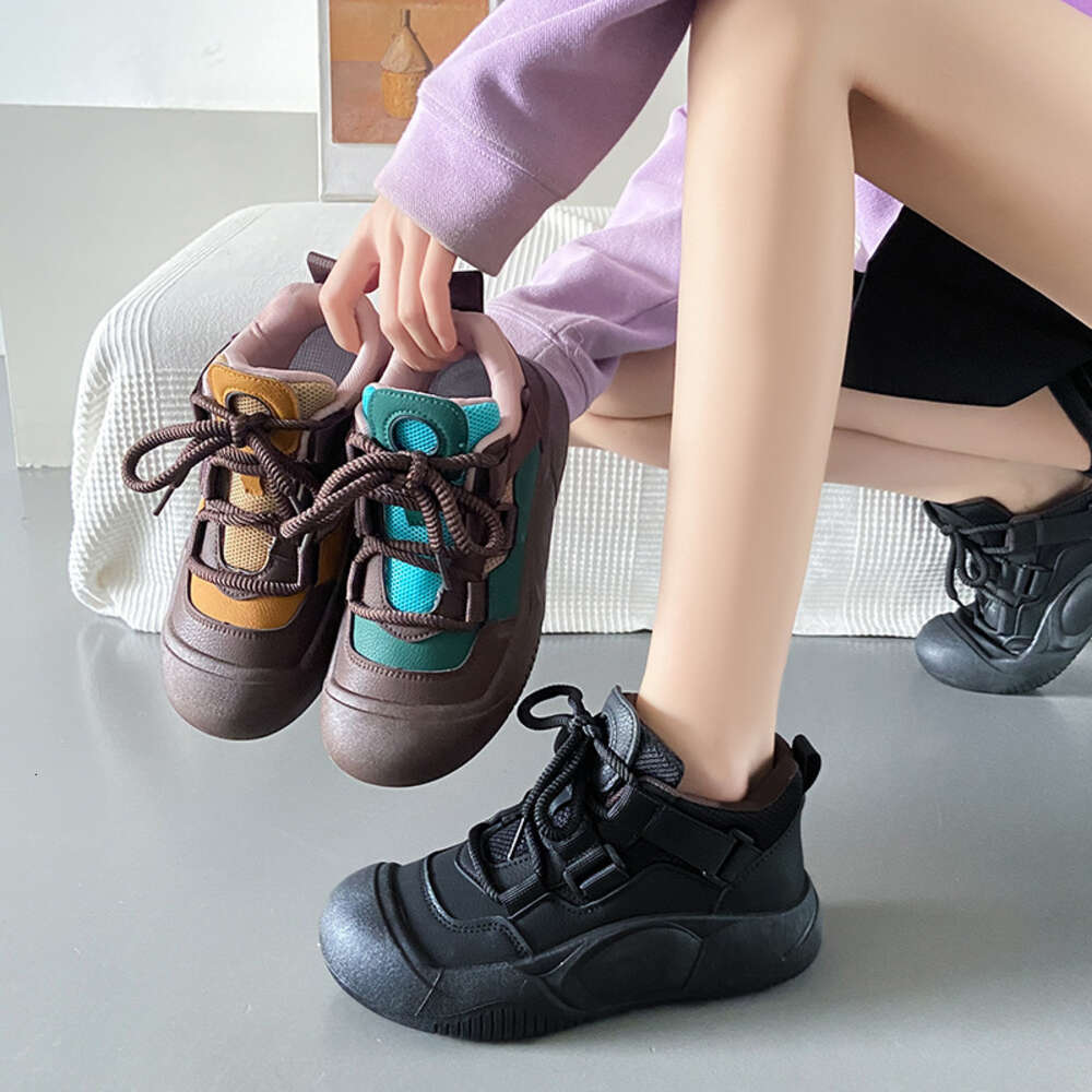 Ddmysports Little White New Korean Edition Female Student Thick Sole Elevated Running Sports Board Casual Shoes XT Outdoor