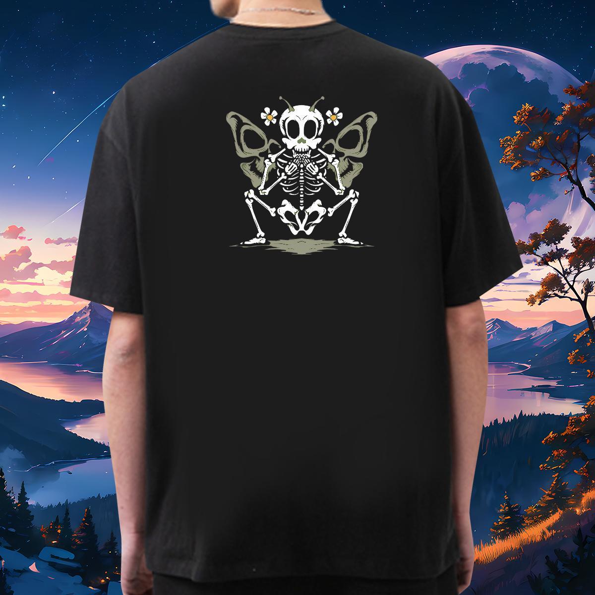 2024 New Man T Shirts skull Tshirts 230g Cotton Casual Beach Popular DIY Printed O-Neck Short Sleeve Mens Tshirts