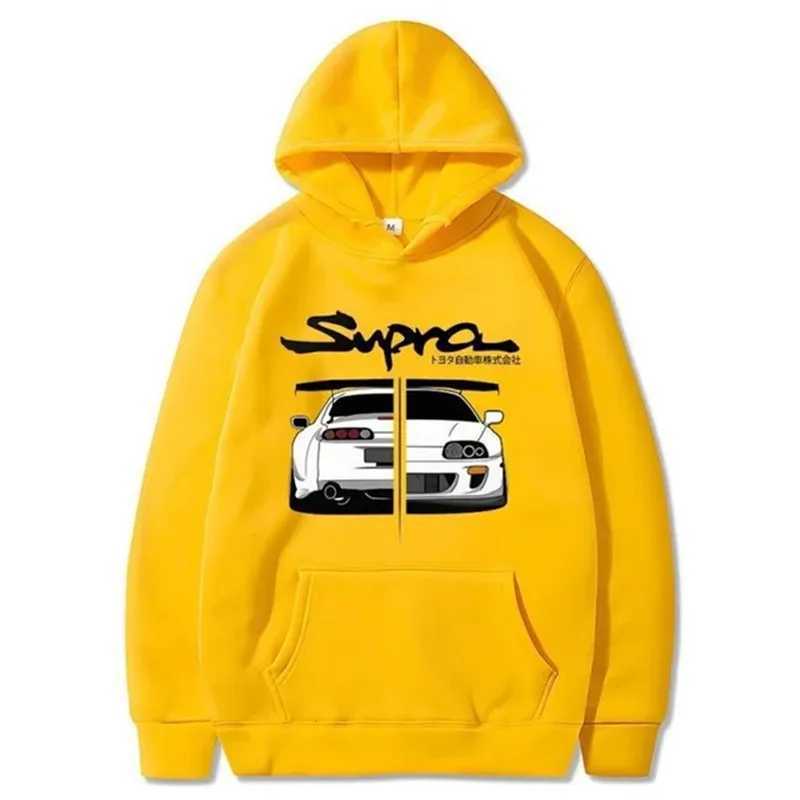 The first D Supra mens and womens hoodies of 2024 JDM manga printed loose casual top Japanese casual sportswearW240724