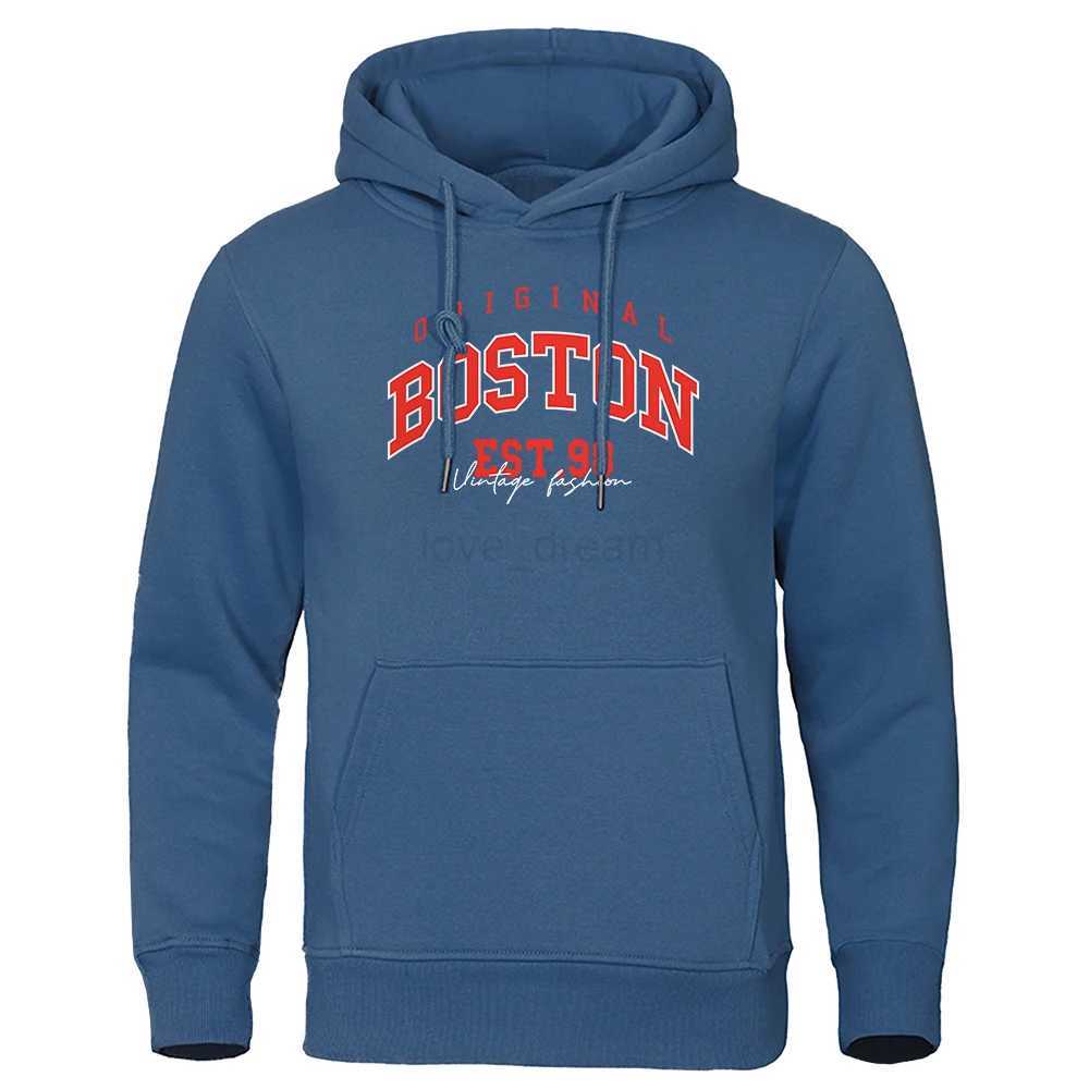 Original Boston Est.98 Prints Mens Hoodies Simple Oversize Hoodie Street Comfortable Hoody Hipster Soft Autumn Streetwear WomanXJ240812