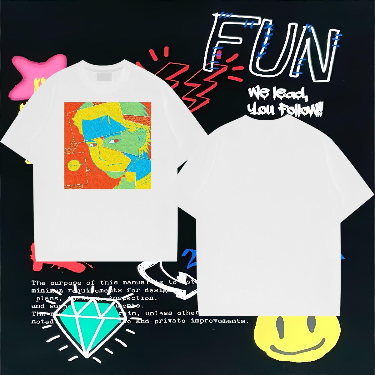 Factory Direct T Shirts Men portrait Tops Shirt 230g Cotton Casual Beach Wholesale Plus Size Cartoon Crew Neck Men Tshirts
