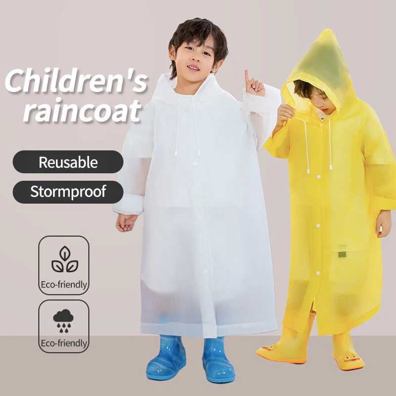Children Rain Poncho Non-Disposable Travel Rain Gear Coat Outdoor Hiking Accessories Child Raincoat Kids Rainwear Waterproof Y240813