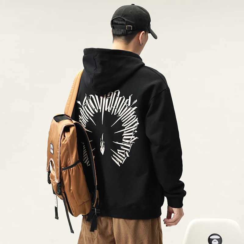 2024 New Hoodie Mens Autumn and Winter Fashion Loose Elastic Trendy Printed Street All-Match Long-Sleeved HoodieXJ240812