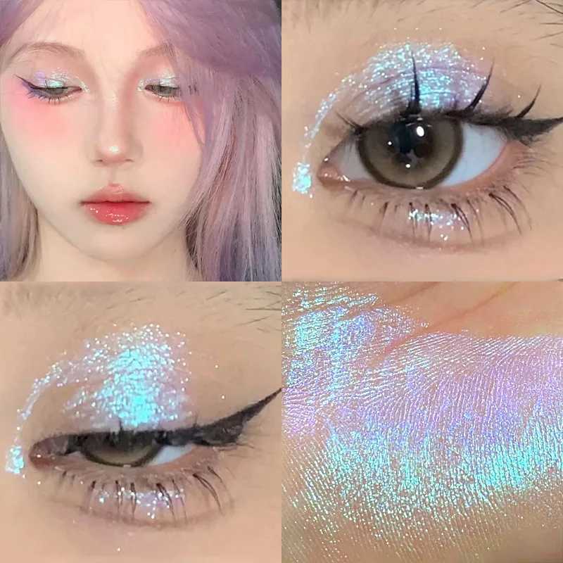 Shiny color changing longan makeup multi color shimmer eye shadow two color stick shiny chrome fluorescent pen party luminous cosmeticsW241212