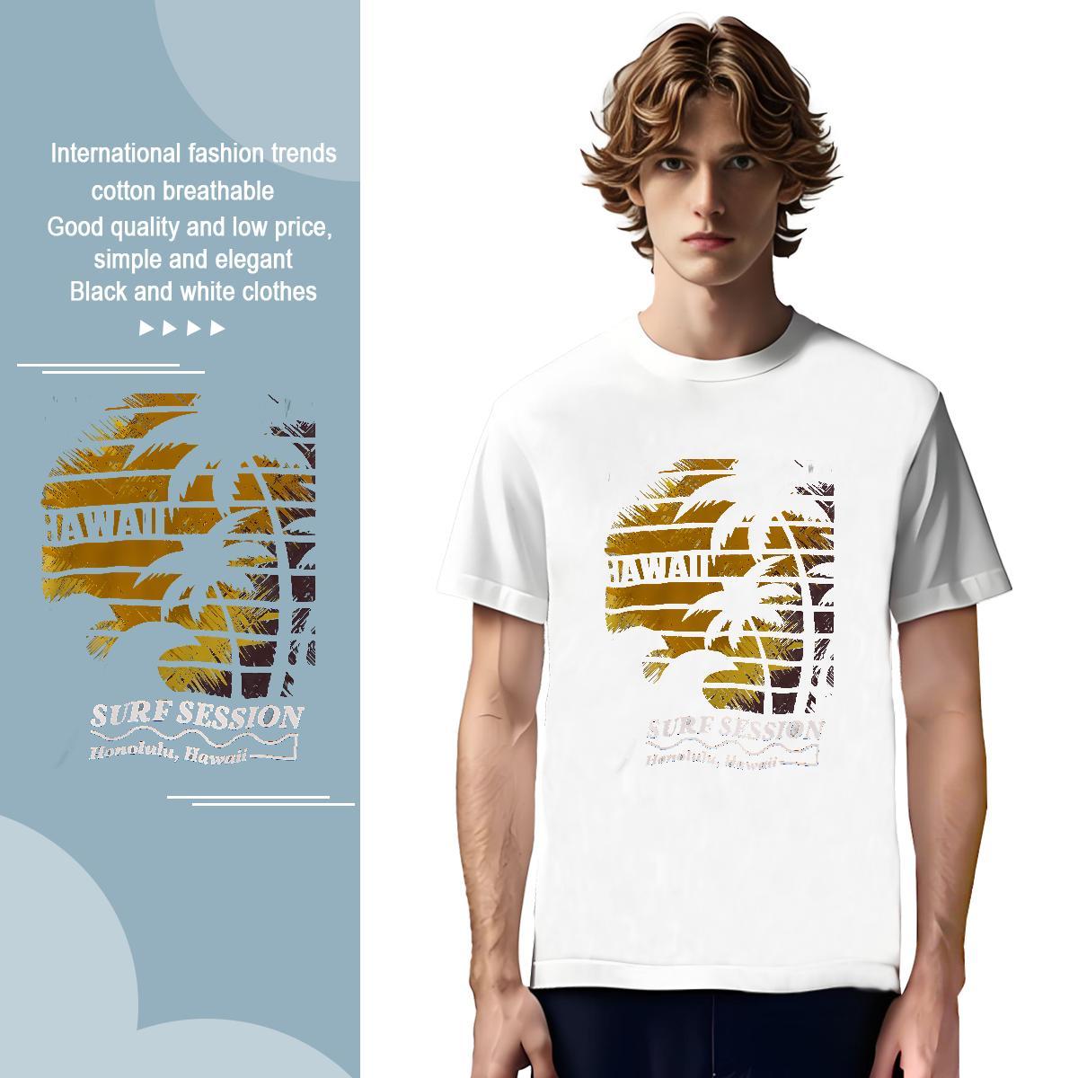 Loose Fit Men Tees tree 100% Cotton 230g Daily Wear Crew Neck T Shirts Men Cartoon Print New Arrival Tee Shirt