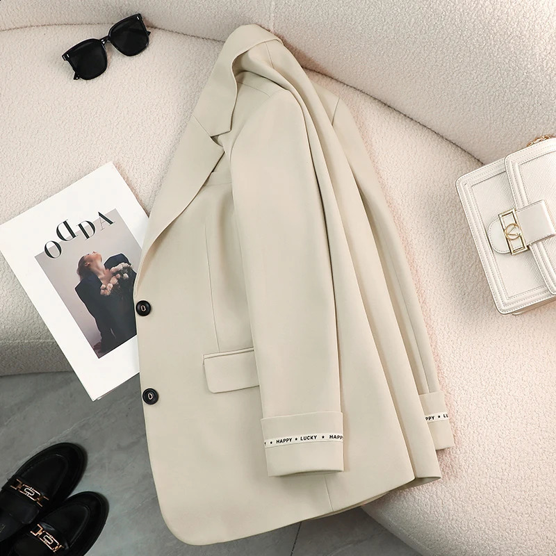 ZJYT Autumn Womens Jacket In Coats England Style Double Breasted Casual Blazers Mujer Elegant Loose Outerwears Female 240812
