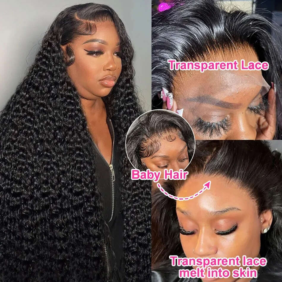250 Density Deep Wave Natural Transparent Front Remy Human Hair 30 Inch Water Curly 13X6 HD Lace Frontal Wig For Women