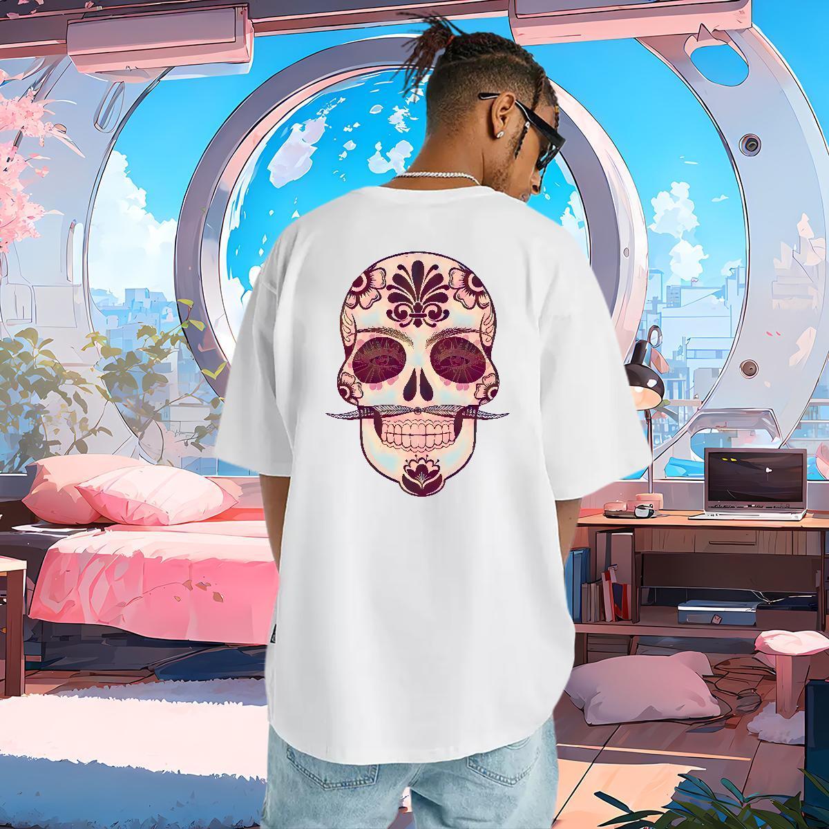 Classic Casual Mens T Shirts skull Tops Tees 230g Cotton Home Outdoor Brand Custom Anime O-Neck Short Sleeve Mens Tshirts
