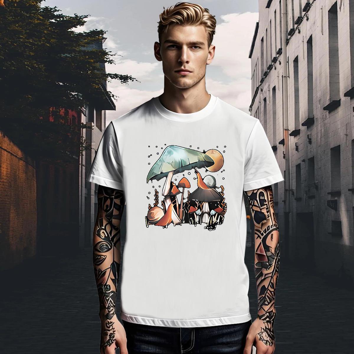Designer Men Tshirts Street 100% Cotton 230g DIY Logo Oversized Pure Cotton mushroom T-Shirts for Men Fashion Design Tees Shirts