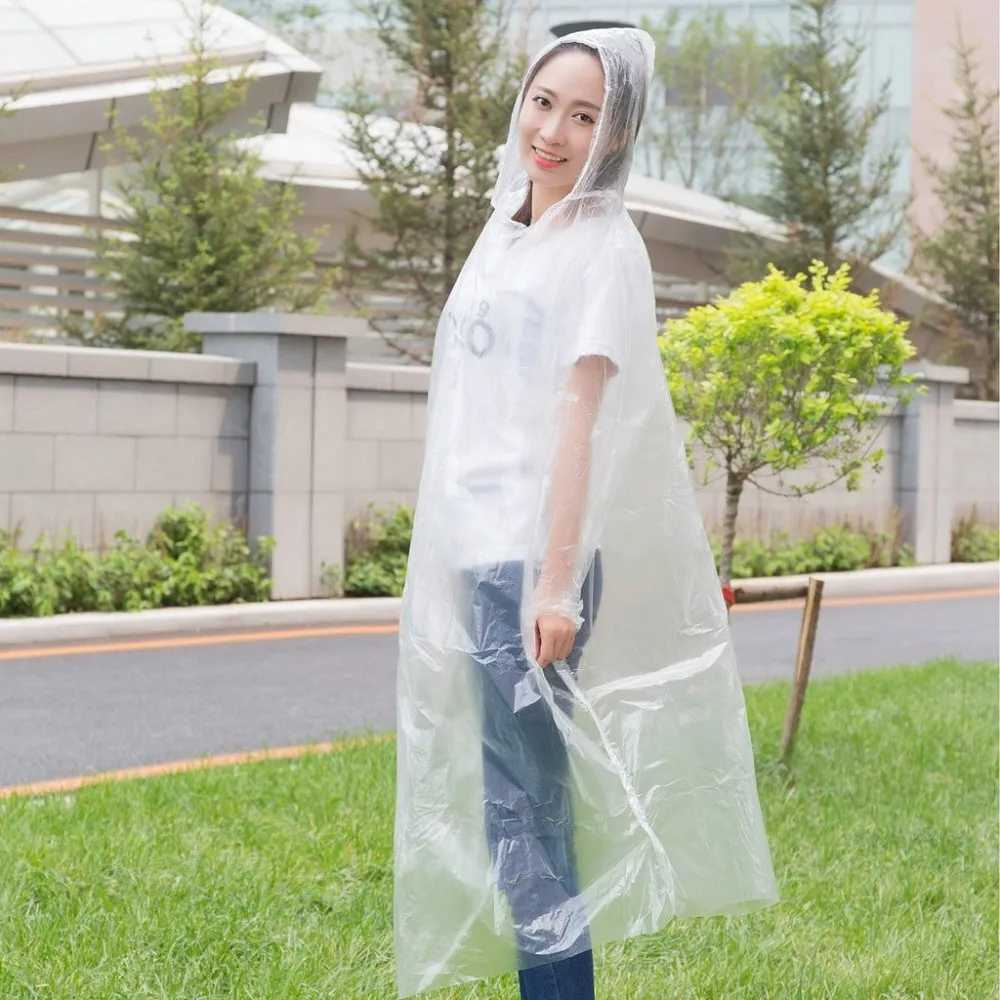 5-50pcs Disposable Waterproof Raincoat Outdoor Hiking Mountain Travel Emergency Transparent Portable Adult Poncho Rain Y240810