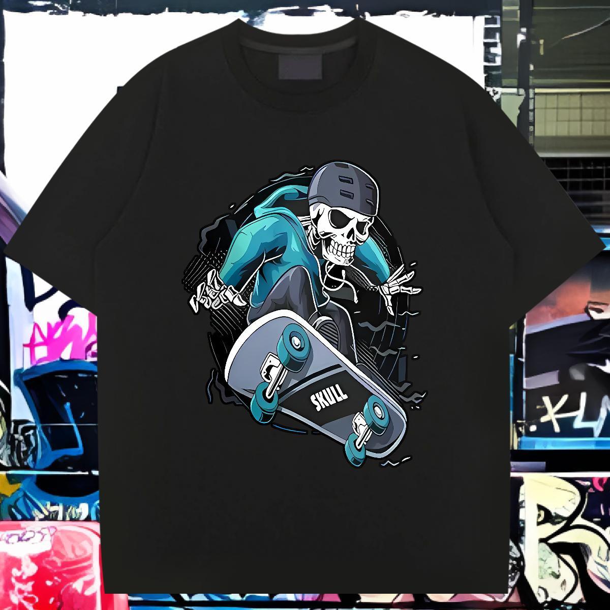 2024 Man T Shirts skull Tops 230g Cotton High Street Hip Hop Cool Design DIY Pure Cotton Mens Tshirts