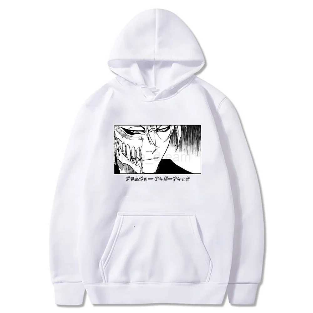 Harajuku Kurosaki Ichigo Bleach Japan Anime Hoodies Mens Funny Cartoon Split Face High Street Long Sleeve Casual SweatshirtsXJ240812