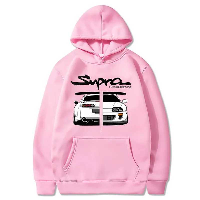 The first D Supra mens and womens hoodies of 2024 JDM manga printed loose casual top Japanese casual sportswearW240724