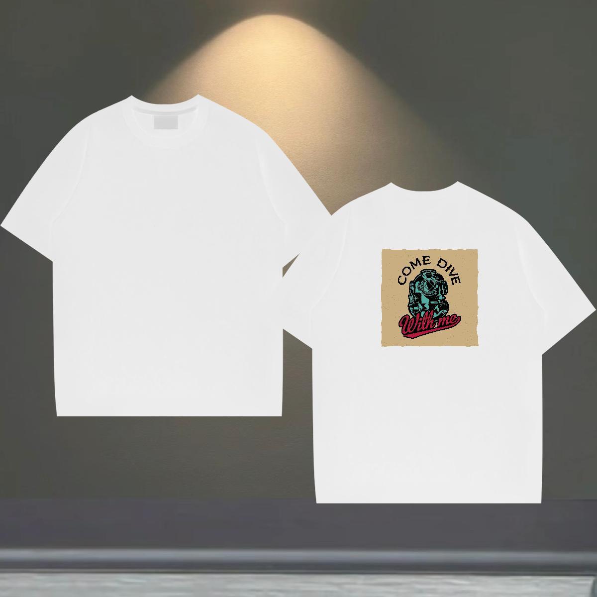 2024 Summer T-Shirts for Men camera Polos 230g 100% Cotton Spring Summer Cool Oversized Breathable Short Sleeve Tshirts