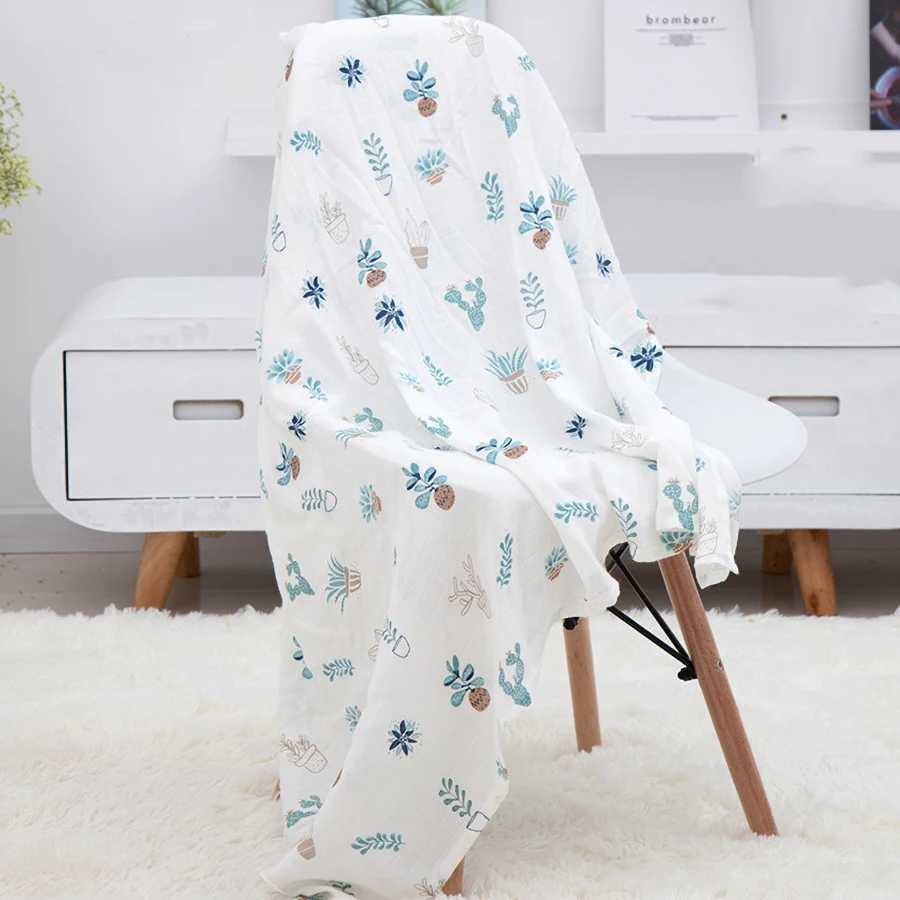 120x110cm baby flat patterned swaddle packaging bamboo cotton blanket cute soft printed baby bath towel double-layer Gaussian baby stroller coverW2408