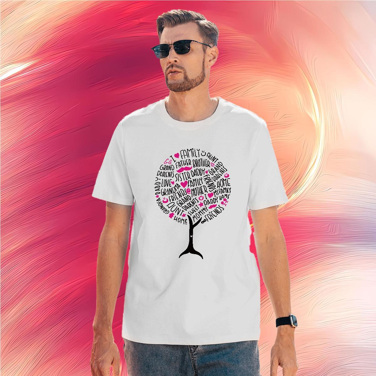 2024 100% Cotton 230g T Shirt For Man tree Casual Beach Men Clothes T-Shirt Tshirts Round Neck Short Sleeve Cool Design Anime Print
