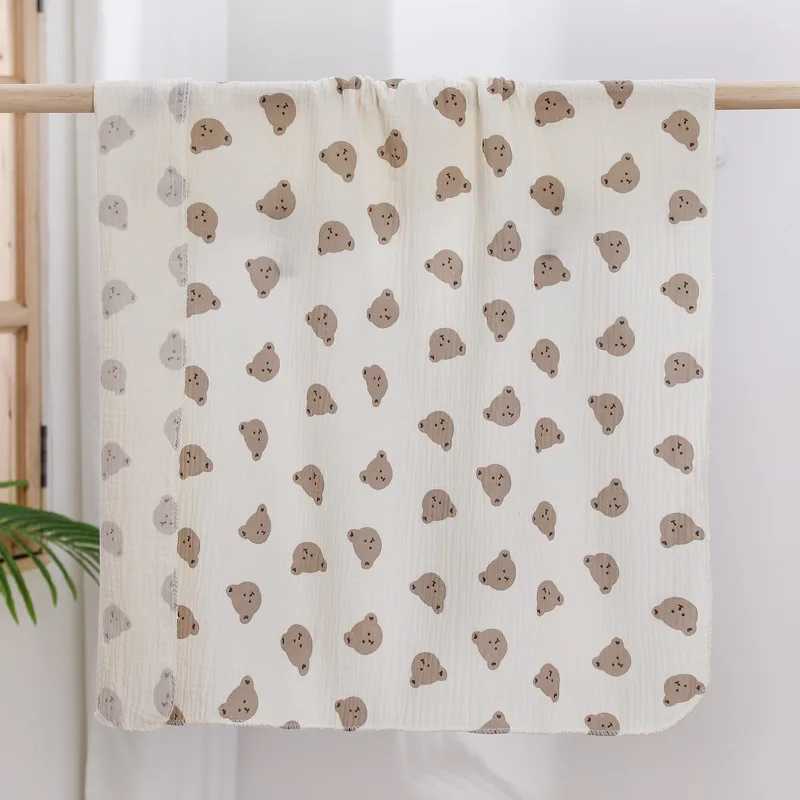 Cotton plain weave cute cartoon printed baby cotton blanket soft and breathable newborn baby receiving blanketW240810