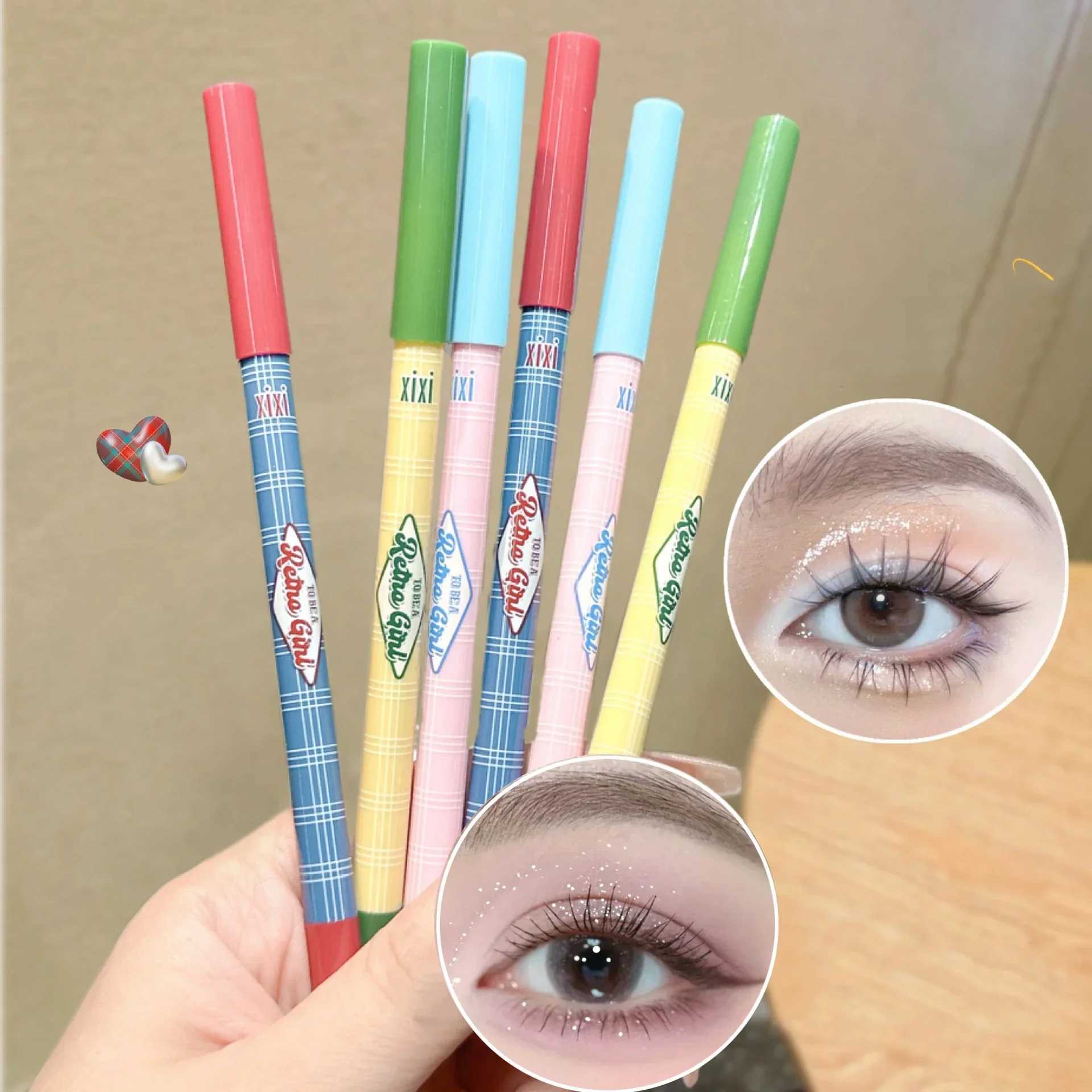 Glitter Lying Silkworm Pen Purple Nude Eyeshadow Eyeliner Gel Pen Shimmer Matte Brightening Highlighter Makeup with SharpenerCL240812