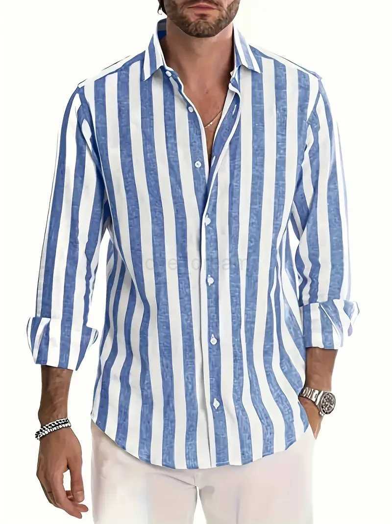 2024 New mens spring casual long sleeved Henry shirt stand up collar white tiger print fashionable button up shirt for dailXJ240812