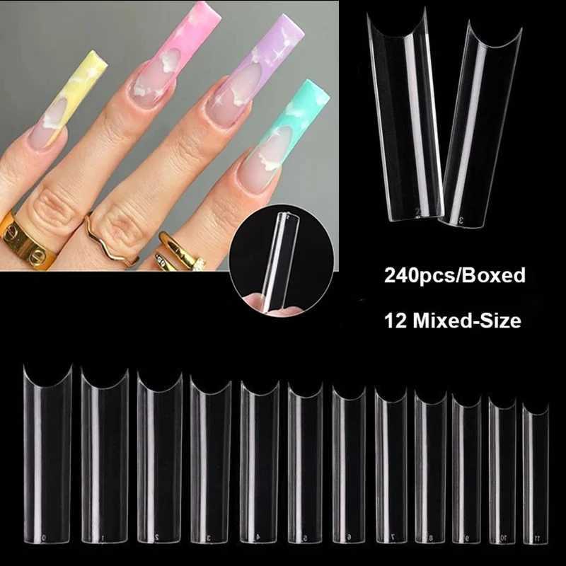 100 pieces of multi size fake tip press transparent full cover fake nail extension manual tool W240810