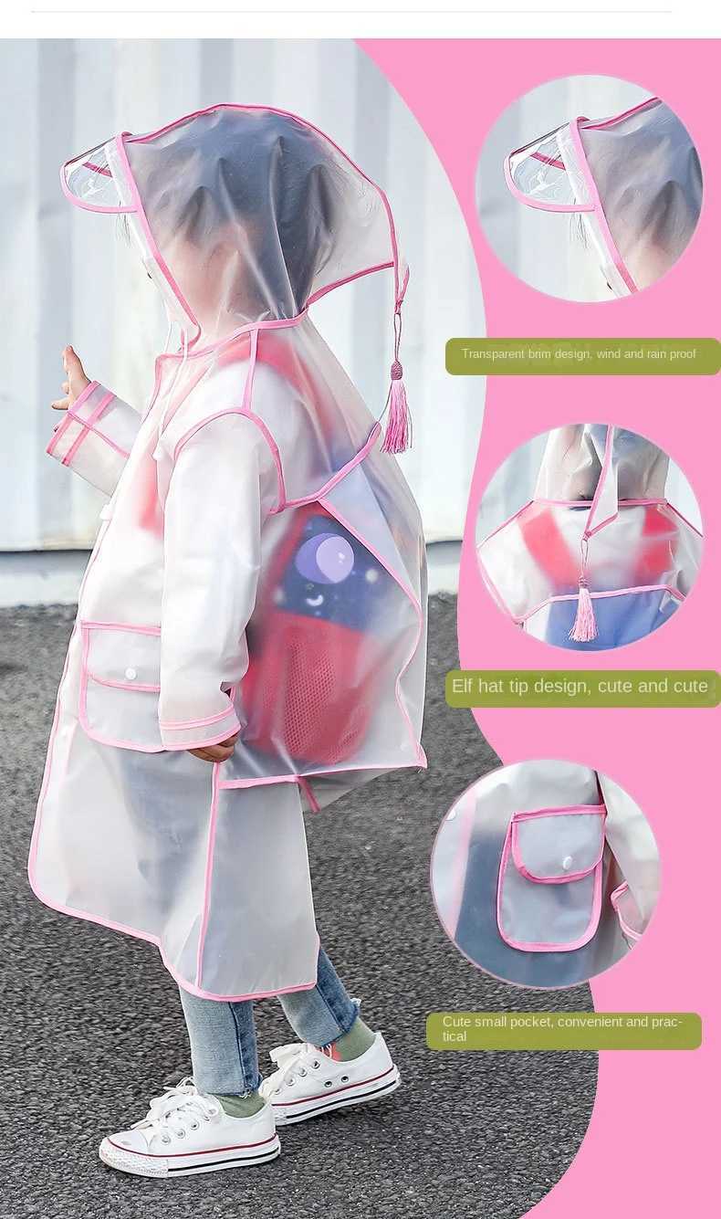 Children New One Piece Waterproof Thickened Raincoat Summer Primary School Student Carrying Schoolbag Position Raincoat Cartoon Y240810