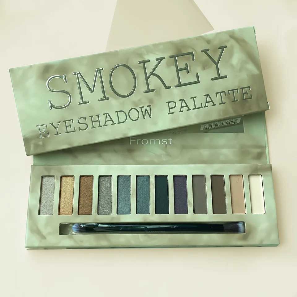 12 Colors Black Eyeshadow Palette Glitter Brown Neutral Dark Smokey Eyeshadow Palettes For Halloween Gothic Punk Style MakeupCL240812