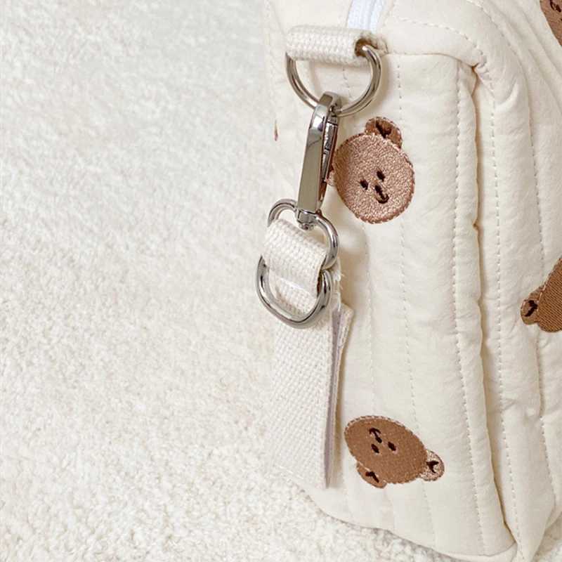 Cotton baby urine bag poop bag travel cart storage bag Korean Ins cute bear embroidery mother bag handbag W240812