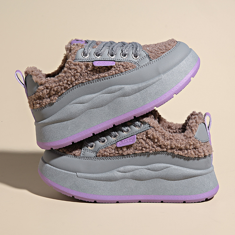 Ddmysports Plush Pink Dad For Women Autumn And Winter New Versatile Thick Sole Elevated Casual Cotton Shoes BR Outdoor