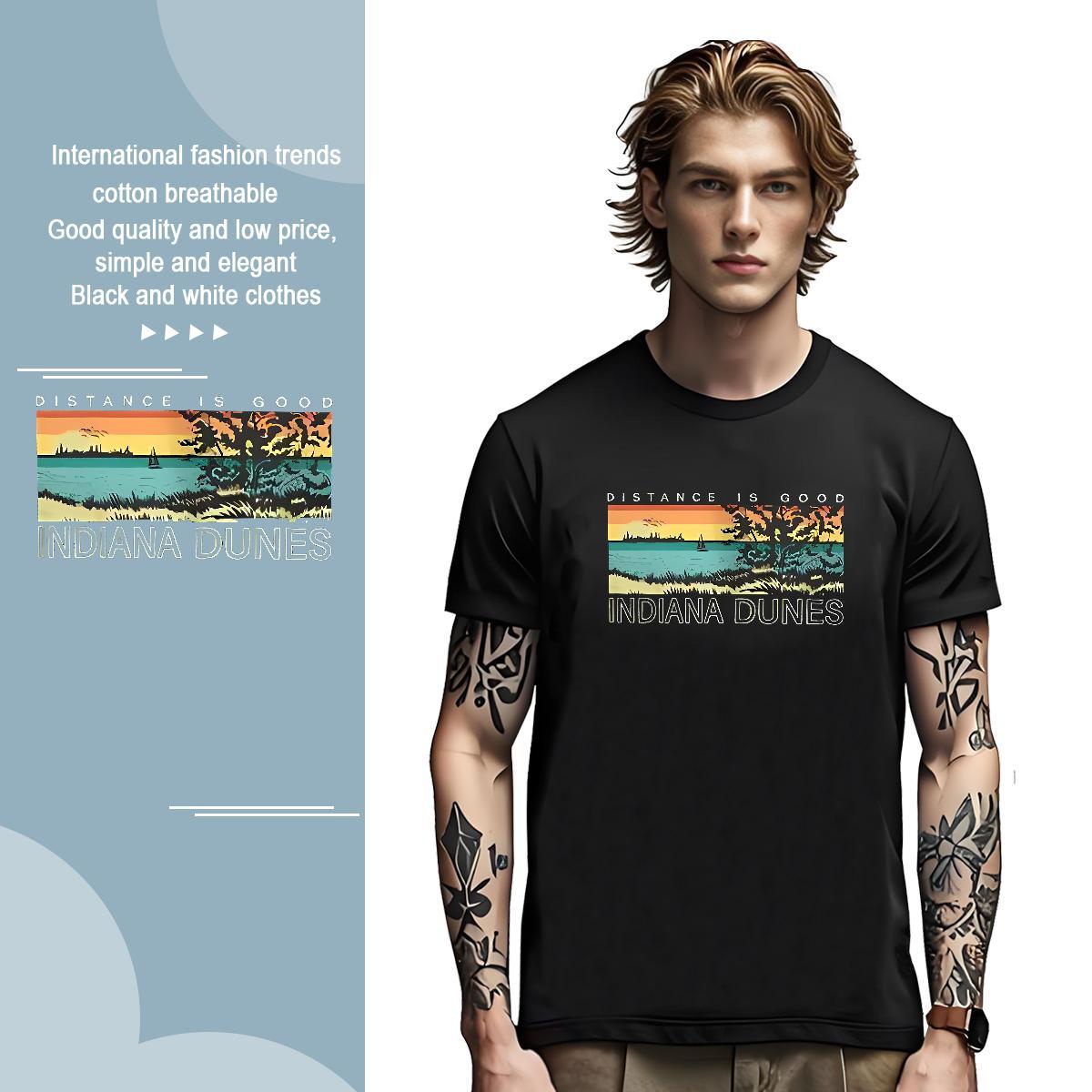 Fashion New 230g Pure Cotton Men T Shirts Casual Beach Men Clothes T-Shirt Tees Breathable Crew Neck Brand Anime