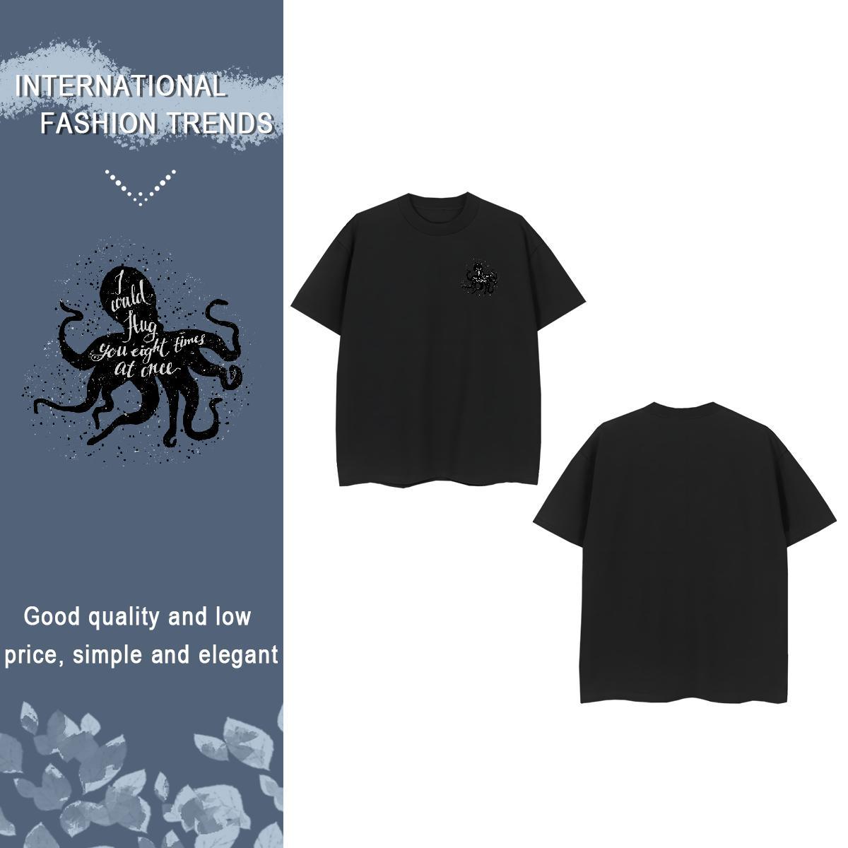T shirt 230g 100% Cotton octopus Street Wear Breathable Short Sleeve Cartoon Print Men Clothes T-Shirt Wholesale Classic Tops