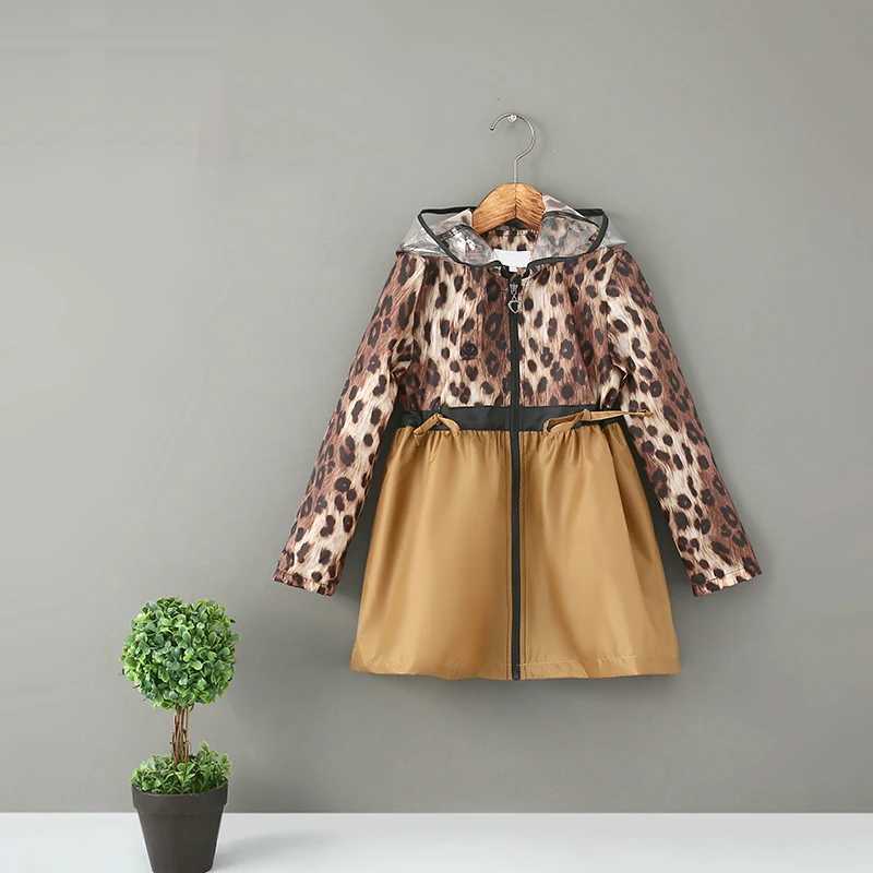 Fashion leopard print impermeable kids raincoat for children rain poncho women rainwear cape transparent brim raincoatsS2115 Y240810