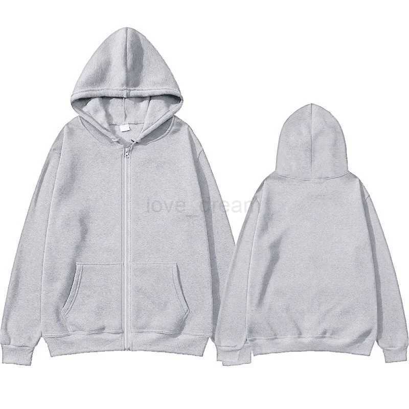 Mens and womens same jacket sweater cardigan solid color hooded sportswear autumn and winter zipper shirt hoodieXJ240812