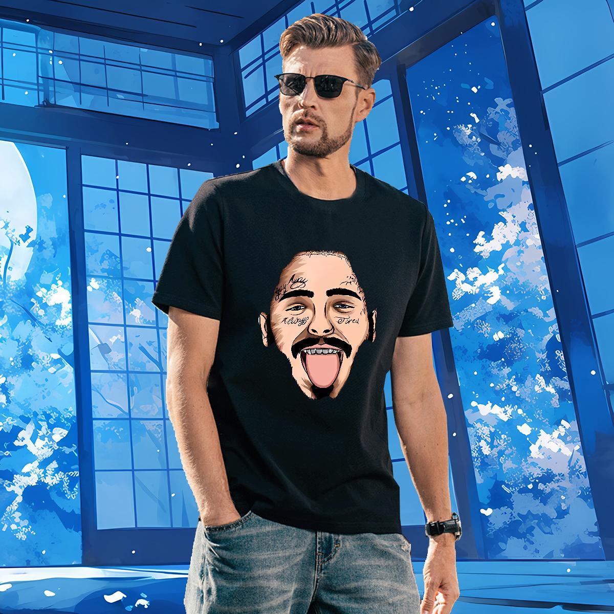 2024 Summer 230g 100% Cotton T shirt portrait Casual Daily Wear Men Tshirts Clothings Short Sleeve Soft Loose Custom Printing