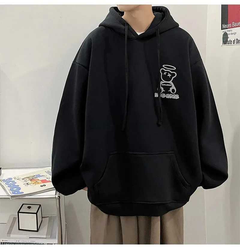 Autumn Winter Streetwear Y2K Men Hoodies Angel Wings Printed Oversized Casual Hooded Sweatshirts Male Fashion Unisex PulloversXJ240812