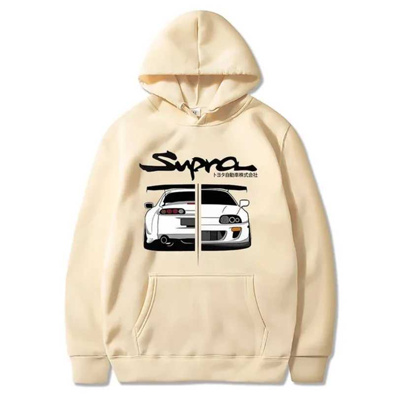 The first D Supra mens and womens hoodies of 2024 JDM manga printed loose casual top Japanese casual sportswearW240724