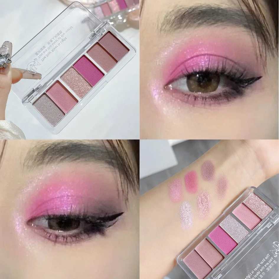 6Color Glitter Eyeshadow Strip Palette Brightening Waterproof Matte Gradient Blue-green Summer Lying Silkworm Eye Pigment MakeupCL240812