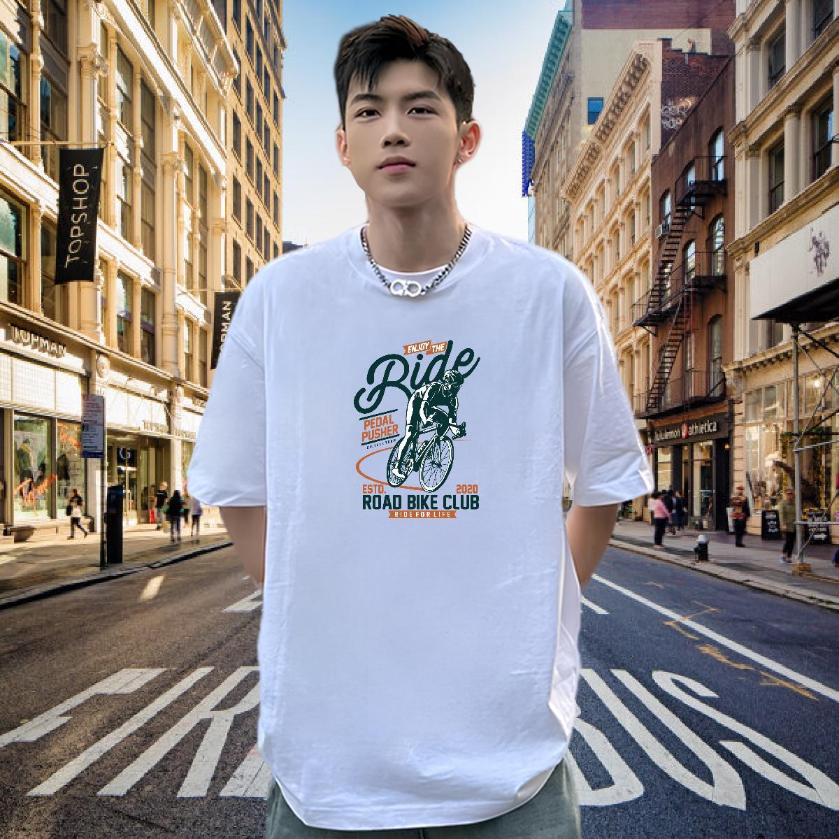 Fashion T-Shirts for Men Motorcycle Tops Shirt 230g Cotton Anime Printing Street Free Shipping Customized O Neck Short Sleeves Men Tshirts