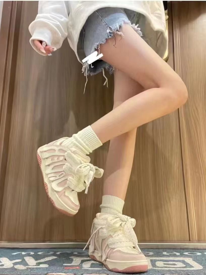 Ddmysports Korean Version Bread Niche High Street Skateboard Couple S Letter Versatile Sports White Shoes Casual Women Outdoor Shoes