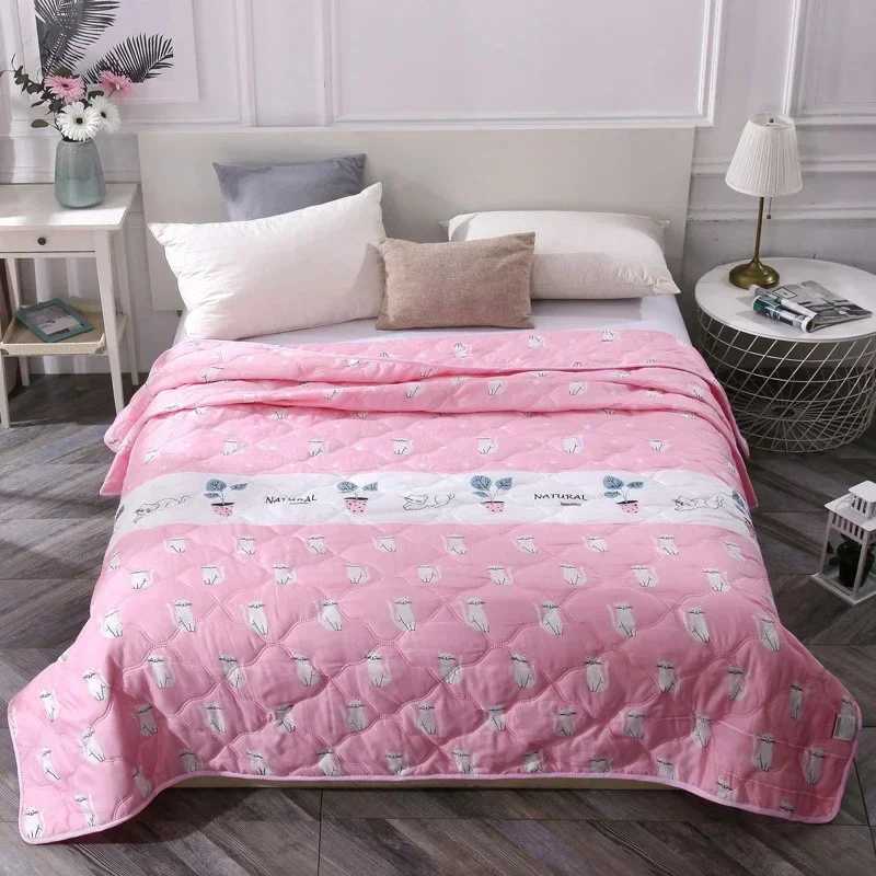 Cartoon cotton childrens blanket baby blanket 100 * 150cm summer thin moisture absorbing blanket core soft and warmW240810