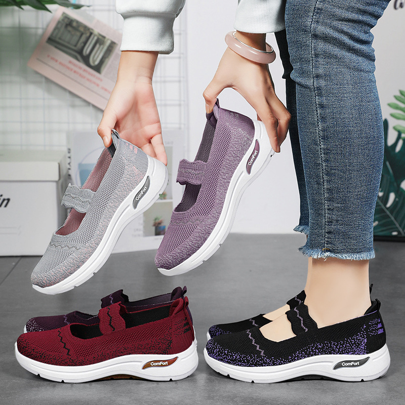 Ddmysports Shoes In Summer Mom S Lightweight And Comfortable Walking Shoes Fly Woven Breathable Casual For Women Outdoor