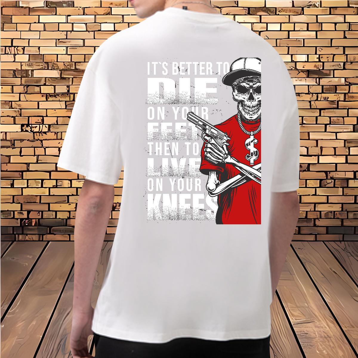 Wholesale T Shirt For Man skull Polos 230g Pure Cotton Hip Hop Street Unisex Customized Print Breathable Crew Neck Mens Tshirts