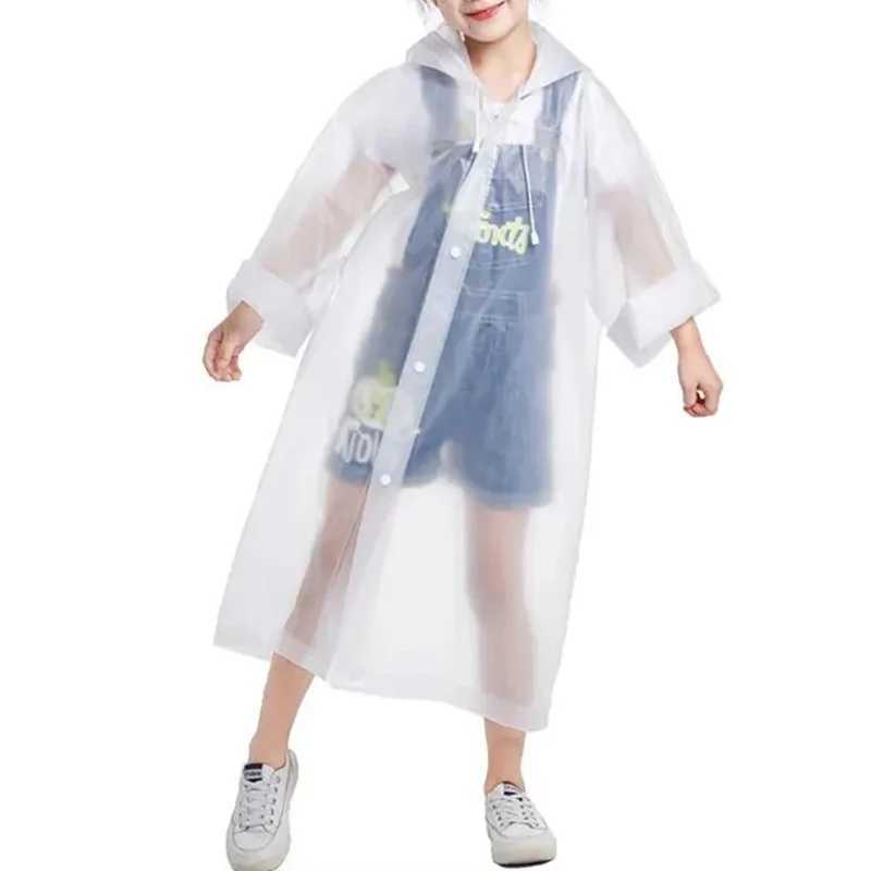 Children Raincoat Reusable Transparent Fashion Rainwear Hooded Rain Poncho Coat Girl Outdoor Raincoats Rain Gear Accessories Y240810