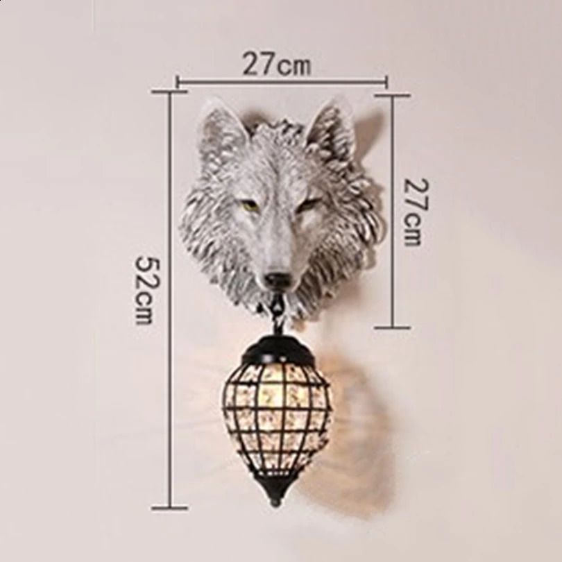 Resin Wolf wall lamp retro suitable for living rooms bedrooms attic industrial lights home decoration LED 240810