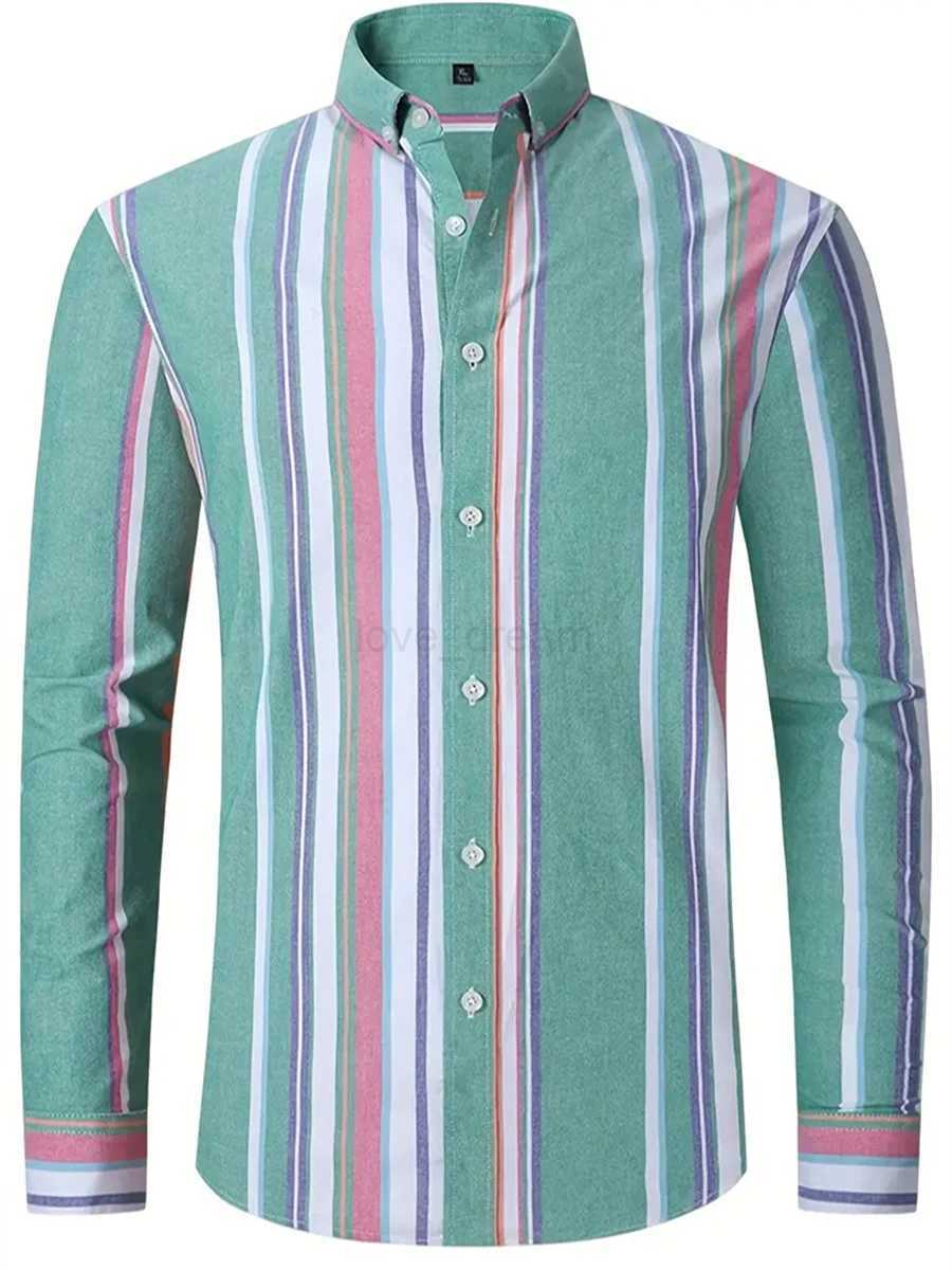 Mens shirt high quality striped business casual soft wear social soft comfortable material lapel plus size shirtXJ240812