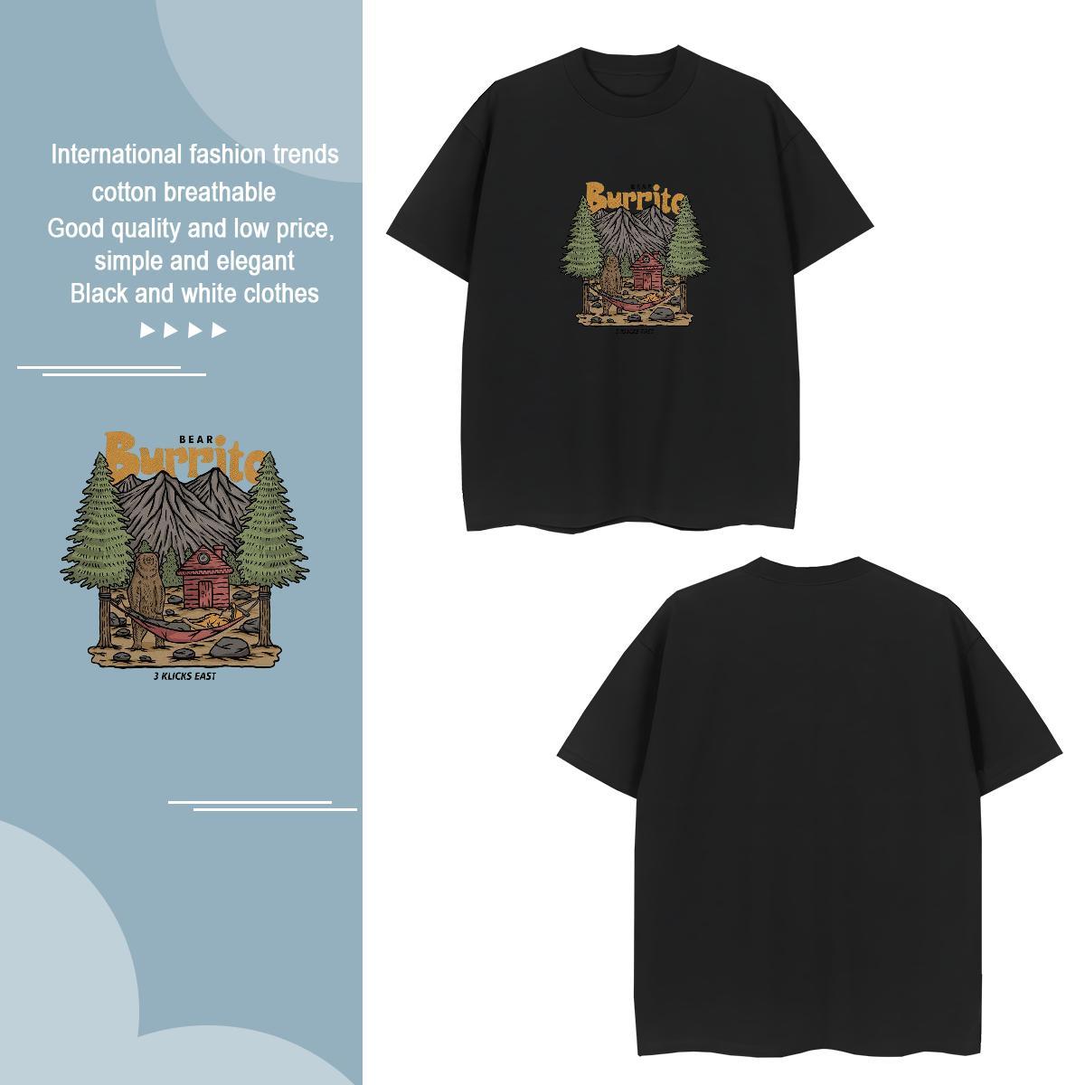 TOP Quality Couples T Shirts mountains 230g 100% Cotton Casual Beach Breathable Short Sleeve T Shirts Men Oversized 2024 Designer Tops Tees