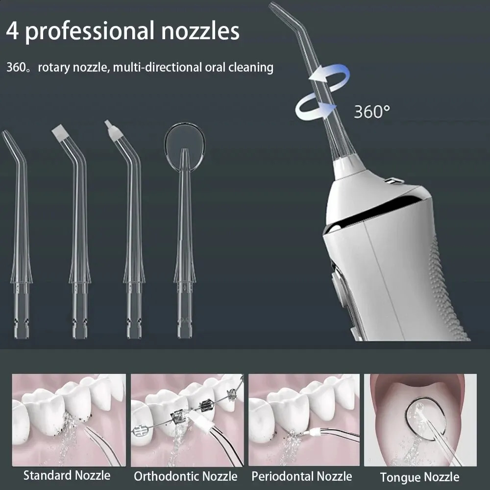 5 Modes Portable Oral Irrigator Pick Water Flosser Dental 360° Rotated Jet For Mouth Washing Machine Cleaning Teeth Thread Flos 240802
