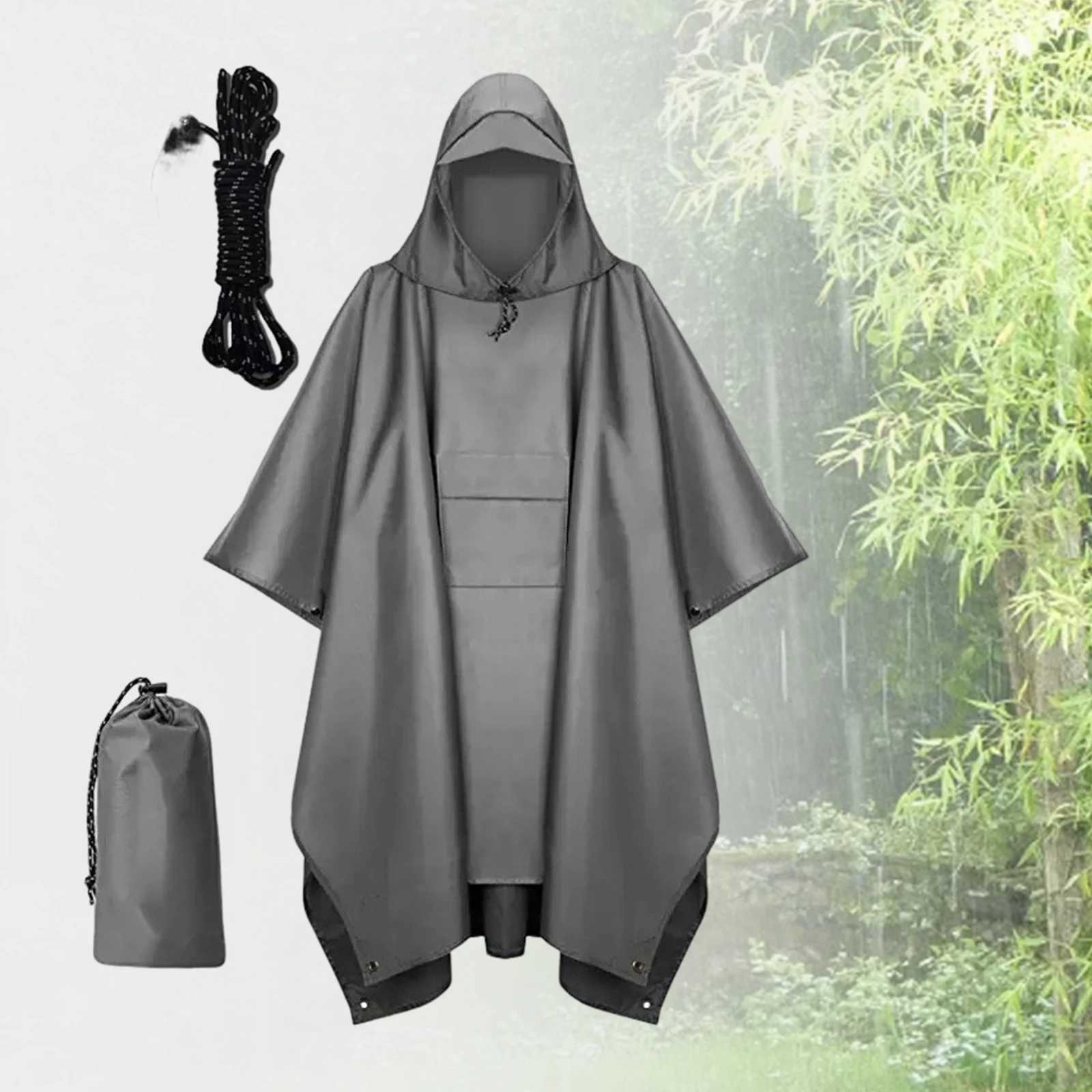Hooded Rain Poncho Water Resistant Rain Cape Cloak with Front Pocket Adults Poncho for Travel Camping Outdoor Climbing Riding Y240810